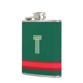 Personaliseer met uw Initiaal groen + rode streep Heupfles (Links)