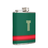 Personaliseer met uw Initiaal groen + rode streep Heupfles (Rechts)