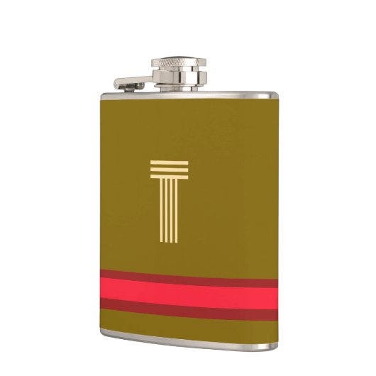 Personaliseer met uw Initiaal Mud + Red Stripe Heupfles (Links)