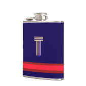 Personaliseer met uw Initiaal Navy + Red Stripe Heupfles (Links)