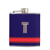 Personaliseer met uw Initiaal Navy + Red Stripe Heupfles (Voorkant)