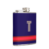 Personaliseer met uw Initiaal Navy + Red Stripe Heupfles (Rechts)