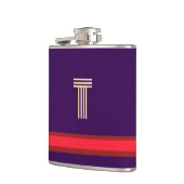 Personaliseer met uw Initiaal Paarse + rode streep Heupfles (Links)