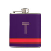 Personaliseer met uw Initiaal Paarse + rode streep Heupfles (Voorkant)