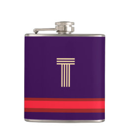 Personaliseer met uw Initiaal Paarse + rode streep Heupfles