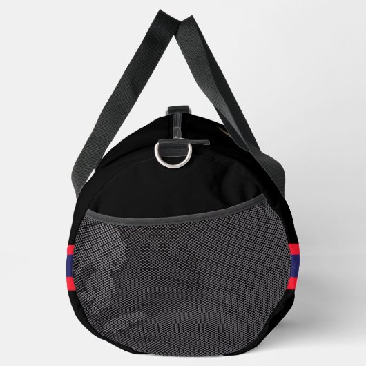 Personaliseer met uw Initiaal Red Stripe Black Plunjezak (Rechts)