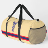 Personaliseer met uw Initiaal Red Stripe Creme Plunjezak (Rechterhoek)