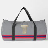 Personaliseer met uw Initiaal Red Stripe Grey Plunjezak (Voorkant)