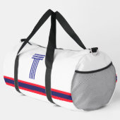 Personaliseer met uw Initiaal Red Stripe White Plunjezak (Rechterhoek)