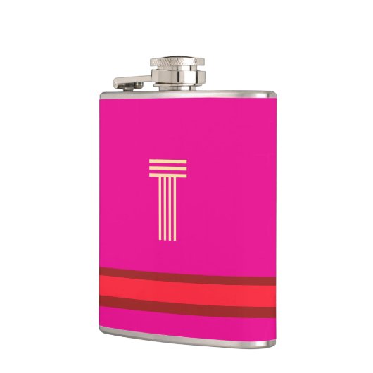 Personaliseer met uw Initiaal roze + rode streep Heupfles (Links)