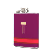 Personaliseer met uw Initiaal Wine + Red Stripe Heupfles (Links)