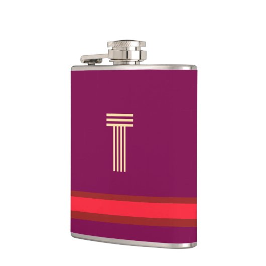 Personaliseer met uw Initiaal Wine + Red Stripe Heupfles (Links)