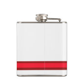 Personaliseer met uw Initiaal wit + rode streep Heupfles (Achterkant)