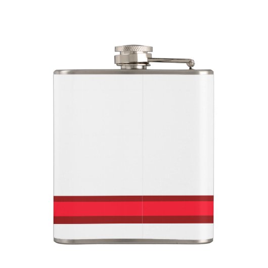 Personaliseer met uw Initiaal wit + rode streep Heupfles (Achterkant)