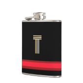 Personaliseer met uw Initiaal zwart + rode streep Heupfles (Links)