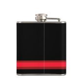 Personaliseer met uw Initiaal zwart + rode streep Heupfles (Achterkant)