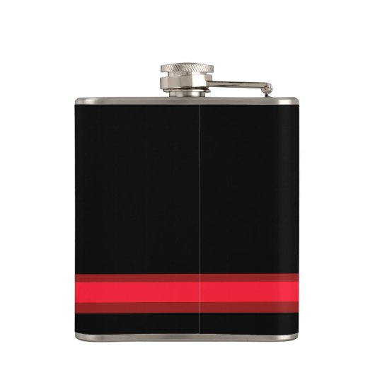 Personaliseer met uw Initiaal zwart + rode streep Heupfles (Achterkant)