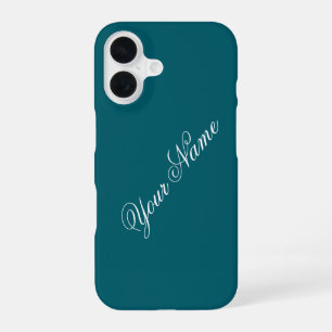 Personaliseer met uw naam Teal iPhone 16 Hoesje