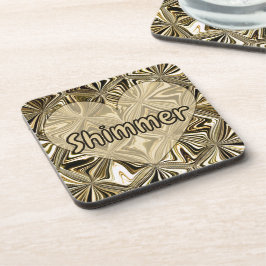 Personaliseer Midnight Gold Marmer Geometrisch Pat Bier Onderzetter