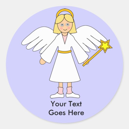 Personaliseer mij — Children's Nativity Angel Blon Ronde Sticker (Voorkant)