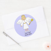 Personaliseer mij — Children's Nativity Angel Blon Ronde Sticker (Envelop)