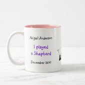 Personaliseer mij - Children's Nativity Shepherd G Tweekleurige Koffiemok (Links)