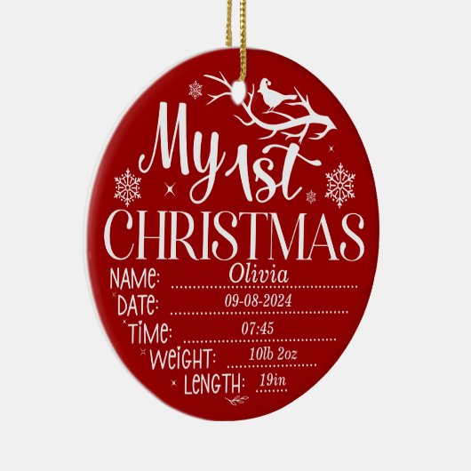 Personaliseer mijn eerste kerst herinnering keramisch ornament (Rechts)
