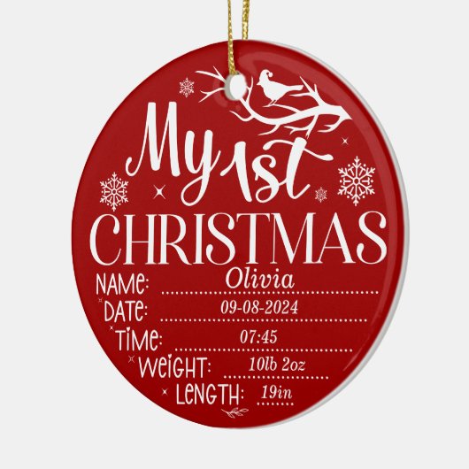 Personaliseer mijn eerste kerst herinnering keramisch ornament (Links)