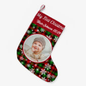 Personaliseer mijn eerste kerstfoto kleine kerstsok (Voorkant (Hangend))