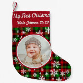 Personaliseer mijn eerste kerstfoto kleine kerstsok (Voorkant)