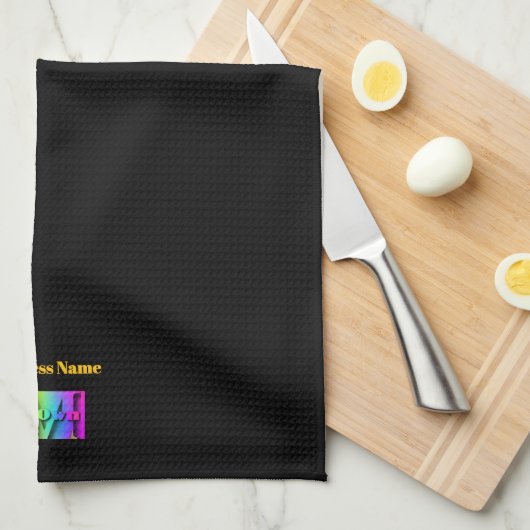 Personaliseer mijn eigen Cafe Coffee Shop Zwart Theedoek (Quarter Fold)