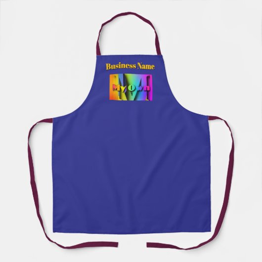 Personaliseer Mijn Eigen Koffiezaak Deep Blue Schort (Voorkant)