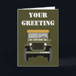 Personaliseer militaire veteraan landvoertuig kaart<br><div class="desc">legervoertuigen. Bewerk je eigen GROET, NAAM en NUMMER.</div>