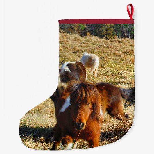 Personaliseer miniatuur pony's grote kerstsok (Achterkant)