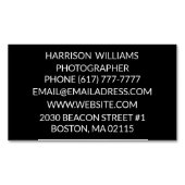 Personaliseer minimalistisch elegant zwart magnetisch visitekaartje (Voorkant)