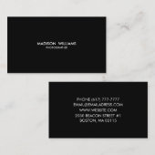 Personaliseer minimalistische elegante Black Visitekaartje (Voorkant / Achterkant)