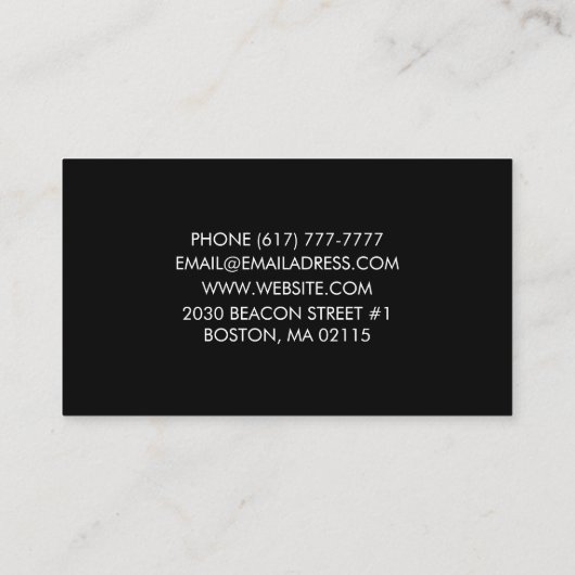 Personaliseer minimalistische elegante Black Visitekaartje (Achterkant)