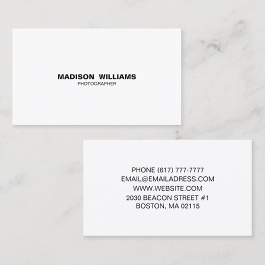 Personaliseer minimalistische elegante visitekaartje (Voorkant / Achterkant)