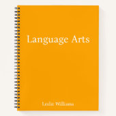 Personaliseer minimalistische Oranje taalkunsten Notitieboek (Voorkant)