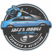 Personaliseer Mobile Car Wash Detailing Blue Busin Sticker (Voorkant)