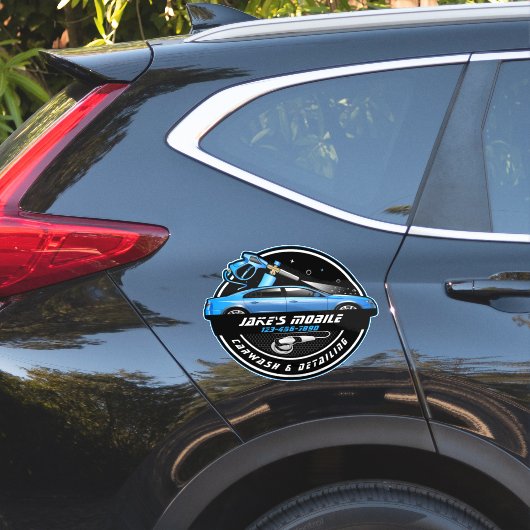 Personaliseer Mobile Car Wash Detailing Blue Busin Sticker (Auto Zijkant)