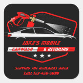 Personaliseer Mobile Car Wash Detailing Business Vierkante Sticker (Voorkant)