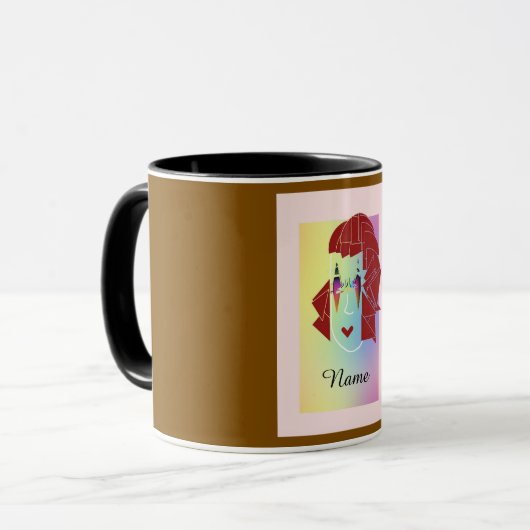 Personaliseer Mocha Brown Glare Fun Mok (Voorkant links)