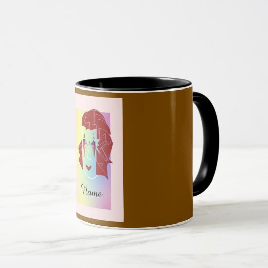 Personaliseer Mocha Brown Glare Fun Mok (Voorkant rechts)
