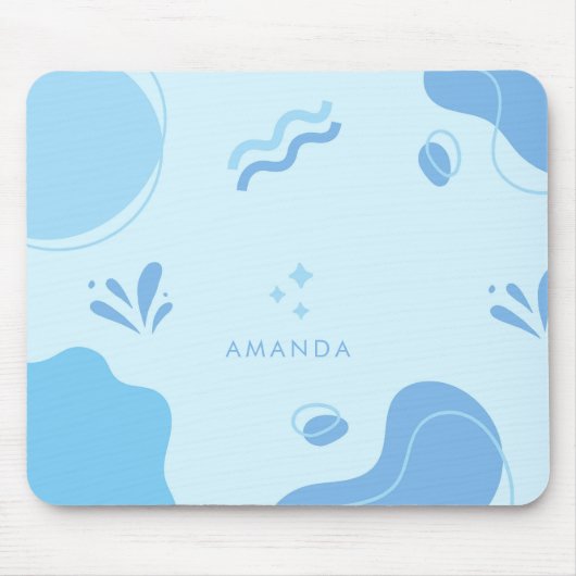 Personaliseer Modern Abstract blauw minimalistisch Muismat (Voorkant)