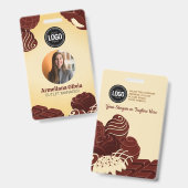 Personaliseer Modern Chocolade Bedrijfsbadge Badge (Voor- en achterkant)