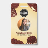 Personaliseer Modern Chocolade Bedrijfsbadge Badge (Voorzijde)