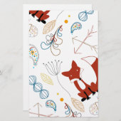 Personaliseer Modern Fox Woodland Pattern Briefpapier (Voorkant / Achterkant)
