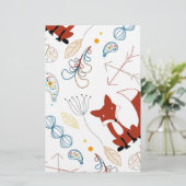 Personaliseer Modern Fox Woodland Pattern Briefpapier (Staand voorkant)