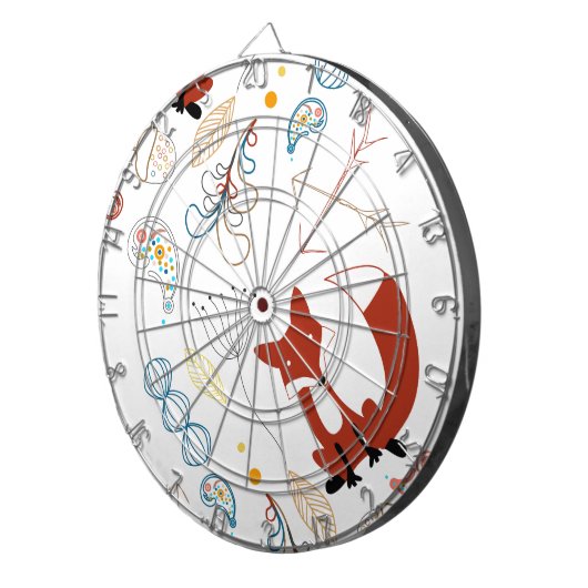 Personaliseer Modern Fox Woodland Pattern Dartbord (Voorkant Rechts)
